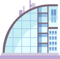 Modern Architectural Design of a Building with Transparent Windows and Geometric Structure against Transparent Background