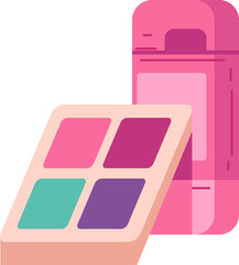 Pink and Purple Cosmetics Set Isolated on Transparent Background Illustrative Flat Design