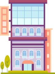 Pixelated Multi Story Building With Transparent Background Featuring Trees And Windows