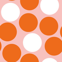 Seamless Pattern Of Bright Orange And White Circles On A Soft Pink Background With A Transparent Overlay For Design And Graphic Use