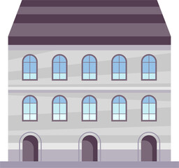 Pixelated Two Story Building Illustration with Arched Windows and Doors against Transparent Background