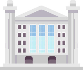 Simplified Illustration of a Government Building with Columnar Architecture and Blue Window Details on Transparent Background