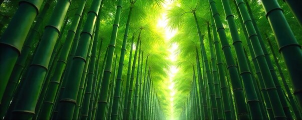 Dappled Sunlight in a Serene East Asian Bamboo Forest Peaceful and Meditative Nature Scene