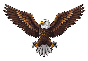 Majestic bald eagle with wings spread wide symbolizing freedom and power in flight vector on white background