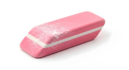 Pink Eraser Isolated on White Background