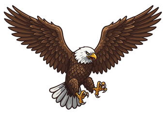 Majestic bald eagle in flight with claws extended powerful symbol of freedom american icon vector on white background