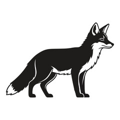 Silhouette of a standing fox with detailed fur texture elegant woodland animal wildlife art for your next project silhouette