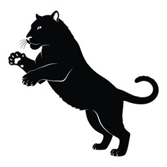 Dynamic silhouette of a black panther leaping with paws extended a symbol of power and graceful movement capturing wild nature's essence silhouette