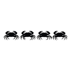 Four black crab silhouettes artistic design aquatic life coastal marine wildlife ocean creatures nautical theme beach decor sea animal graphics silhouette