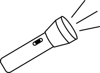 Flashlight vector illustration clip art outline black white
