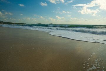 Sea beach wave blue sky with cloud turquoise water summer vacation