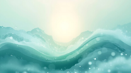 A soothing, wave-like motion graphic of gentle teal and aqua colors symbolizing Hope and Optimism, slowly moving towards a point of light.
