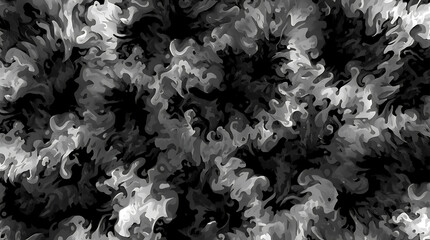 A static-filled, flickering loop in monochromatic gray tones illustrating Confusion and Uncertainty with shapes rapidly morphing without clear definition.
