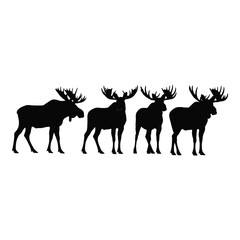Majestic moose silhouette collection four wild antlered animals standing proudly in a natural setting representation silhouette