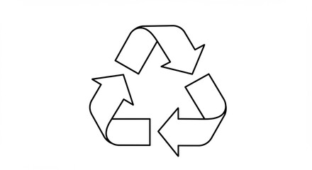 Obraz premium Dynamic black outline recycling symbol on crisp white background advocating essential global environmental sustainability.. AI Generated