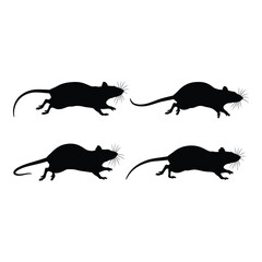 Dynamic silhouette collection four running rodents animal poses graphic design elements for wildlife nature themed projects silhouette