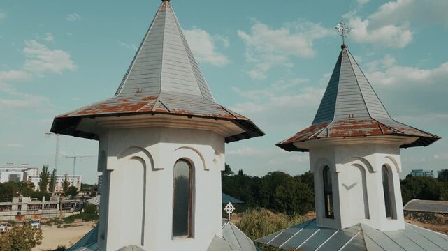 Biserica Sfanta Cruce - Orthodox Church In Galati, Romania - Drone Shot