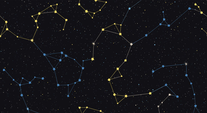 A celestial map of constellations representing a cosmic tapestry against the vastness of space.
