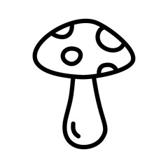 Mushroom line icon with hand drawn doodle design style