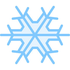 Simple Light Blue Outline Snowflake Icon on Transparent Background Representing Winter Season And Cold Weather Elements