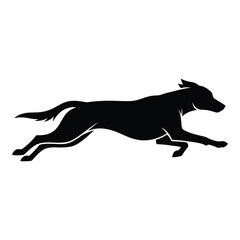 Dynamic silhouette of a dog running captured in motion for versatile design applications and projects silhouette
