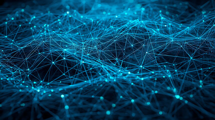 
A complex mesh of interwoven, glowing lines symbolizing Global Connectivity over a subtle, dark blue background.