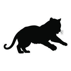 Dynamic black silhouette of a playful cat in motion showing agility grace and stealthy nature ideal for design projects silhouette