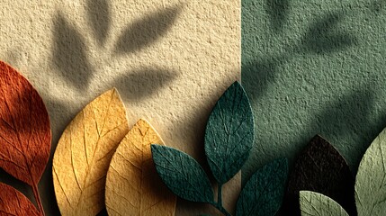 Minimal botanical concept with softly focused green leaves and smooth blur depth, elegant composition with natural lighting and spacious blank center ideal for product display or text.