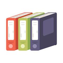 Three Office Binders in Red Green and Blue Colors with Pixelated Style on Transparent Background