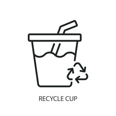 Recylce cup thin line vector icons.