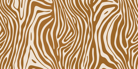Abstract seamless pattern with organic wavy lines in brown and beige colors © Debashis