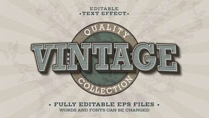 3d retro vintage text effect with rounded badge