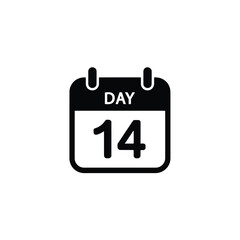 Simple Fourteenth Calendar Day Icon with Transparent Background