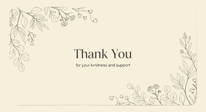 Thank You Card: Elegant Floral Design for Kindness & Support