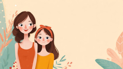 Two smiling females with dark hair, one in orange, the other in yellow, embrace