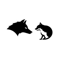 Wolf and Fox Vector Logo - Minimalist Side View Silhouette Design for Branding & Stickers
