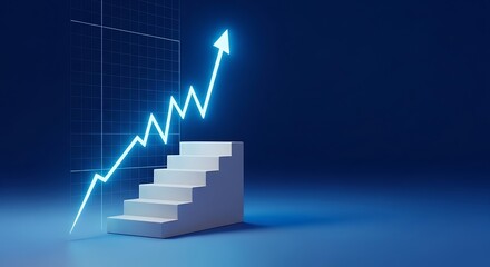 Vibrant Upward Graph Beside Modern Steps