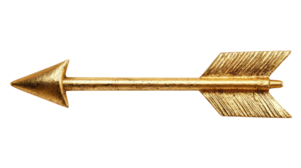 Golden Metal Arrow Isolated on transparent background Remove png, Clipping Path, pen tool