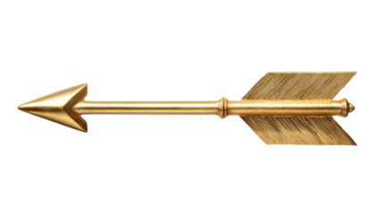 Golden Metal Arrow Isolated on transparent background Remove png, Clipping Path, pen tool