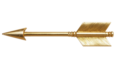 Golden Metal Arrow Isolated on transparent background Remove png, Clipping Path, pen tool
