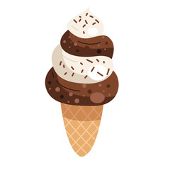 Pixelated Ice Cream Cone with Chocolate Vanilla Swirl and Sprinkles on Transparent Background