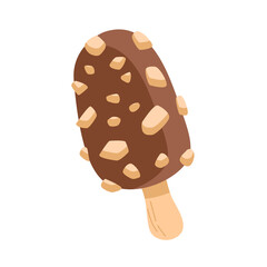 Chocolate Ice Cream Bar Pixel Art on Transparent Background