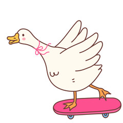 Silly Goose Playing Sketchboard Cartoon Illustration