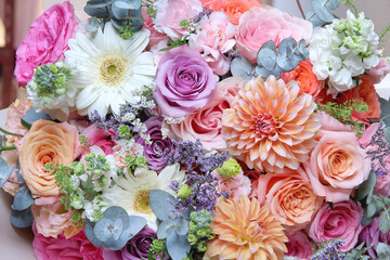 Multicolored colorful blossom bouquet valentine day background