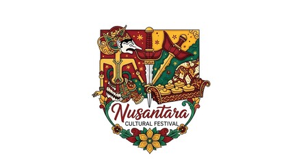 Nusantara Cultural Festival Logo with Traditional Indonesian Elements.