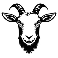 Goat face linear illustration animal vector vector