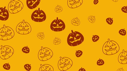 Halloween pattern image featuring smiling jackolantern pumpkins, ideal for festive backgrounds, party invitations, or spookythemed design projects.