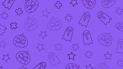 Halloween pattern image with ghost and pumpkin outlines. Perfect for spooky invitations, party decorations, and greeting cards. Suitable for halloweenthemed designs.