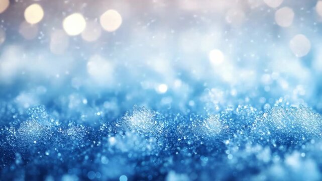 Sparkling Blue Glittering Microcosm with Bokeh Light Effects for Festive Themes