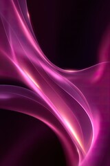 Naklejka premium Abstract pink waves with glowing light and fluid motion on dark background